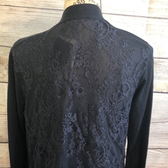 Lafayette 148 Open Cardigan Sweater Lace Back NWT Navy Size Small - Picture 5 of 13